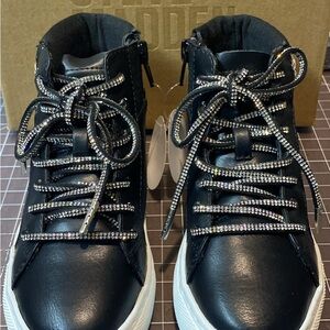 Steve Madden Black Sneakers with Glittering Silver Laces
